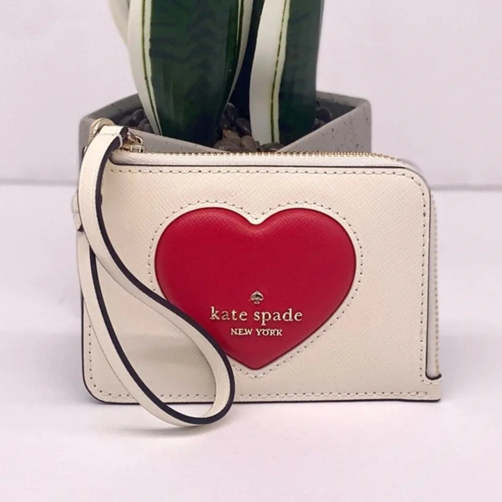 Kate Spade Madison Puffy Heart Small Card Holder Wristlet Wallet